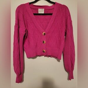 Pink cardigan sweater